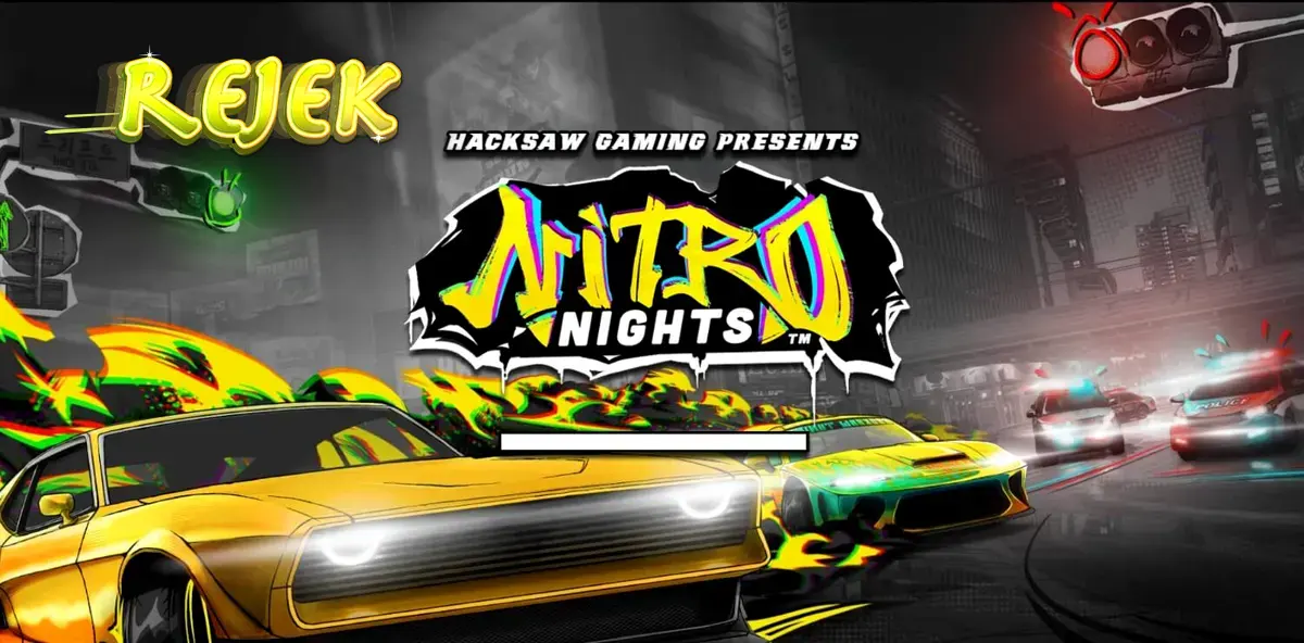Tampilan visual slot Nitro Nights dengan tema balap jalanan neon